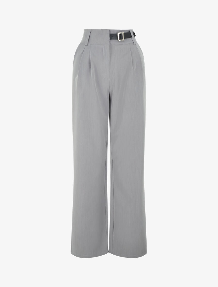 Pantalon ample uni - Gris - 4