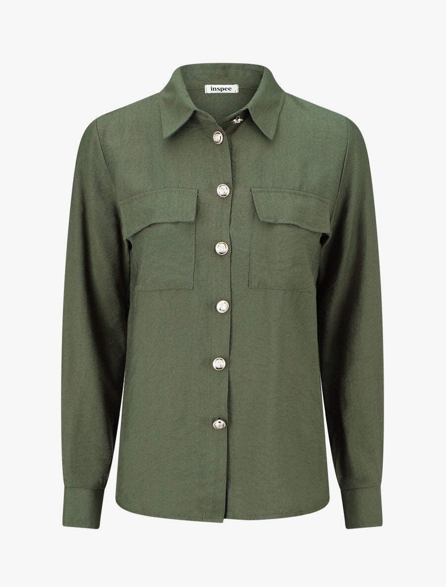 Chemise unie fluide - Kaki - 1