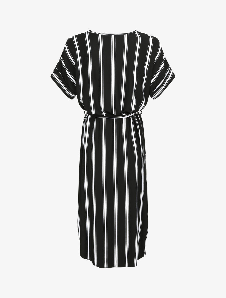 Robe ample rayée à bord arrondi - Noir - 2