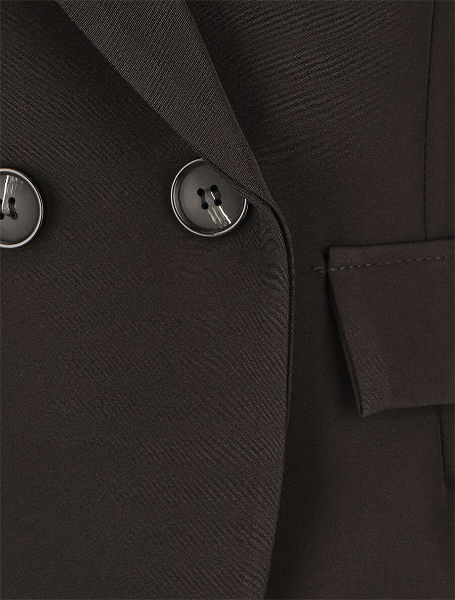 Blazer uni à poches décoratives - Noir - 3