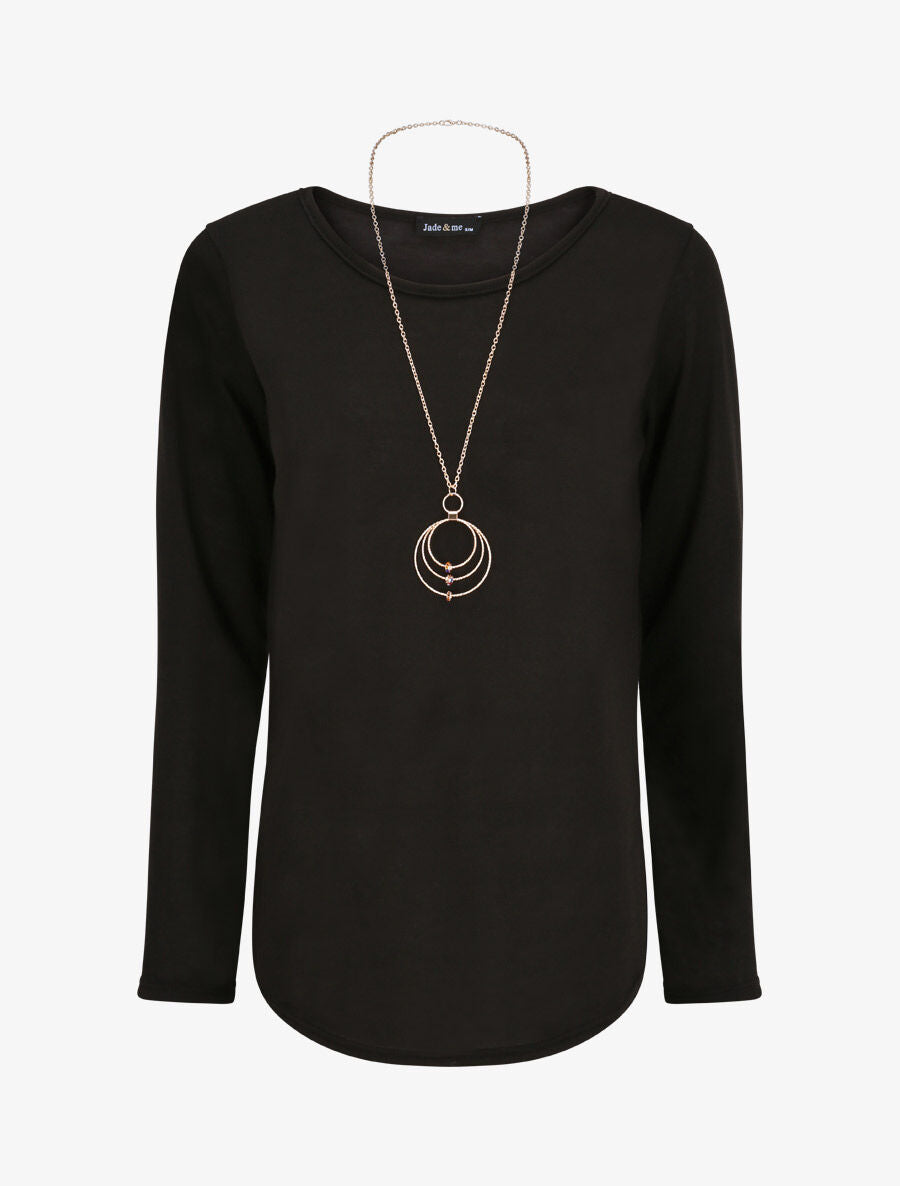 Top à bords arrondis en maille fine - Noir - 4