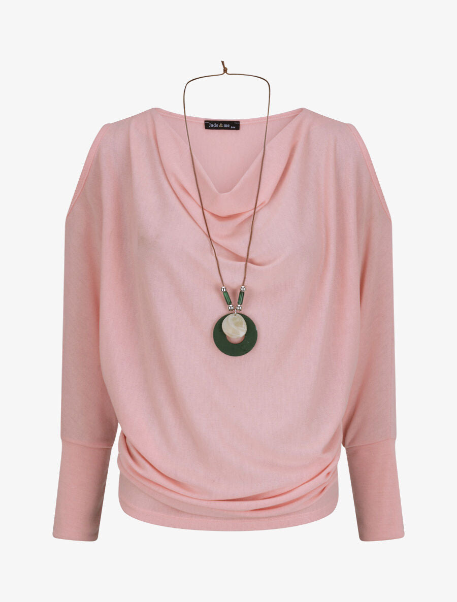 Top loose à épaules ajourées - Rose - 1