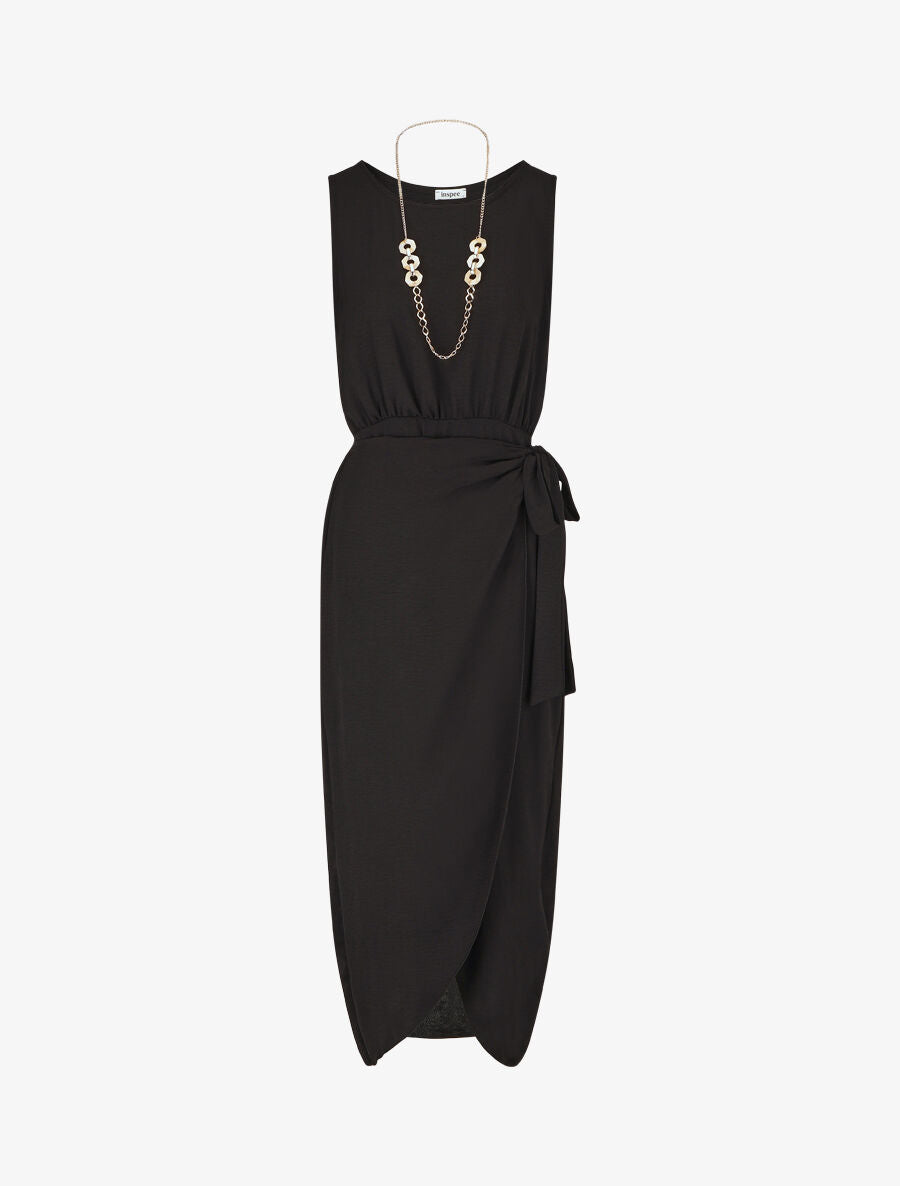 Robe longue style portefeuille - Noir - 1
