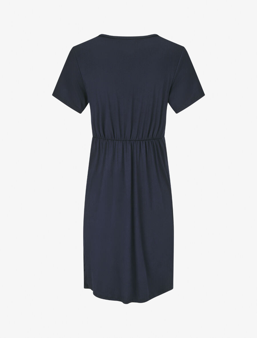 Robe mi-longue à noeud - Marine - 2