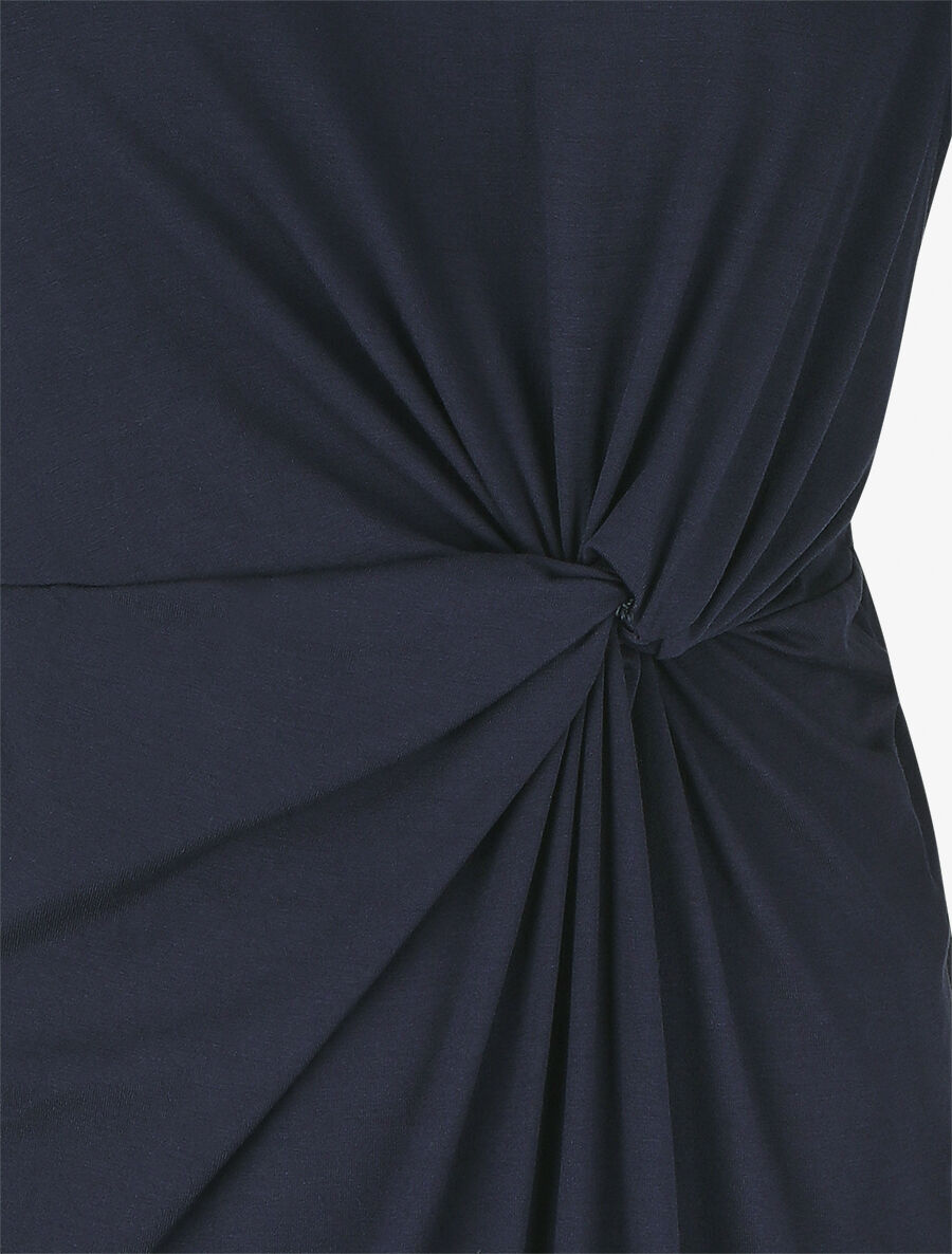 Robe mi-longue à noeud - Marine - 3