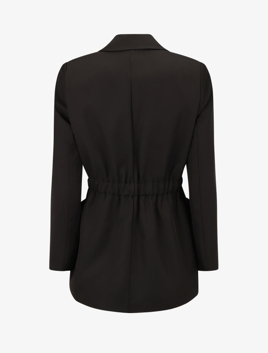 Blazer mi-long élastiqué et boutonné - Noir - 2