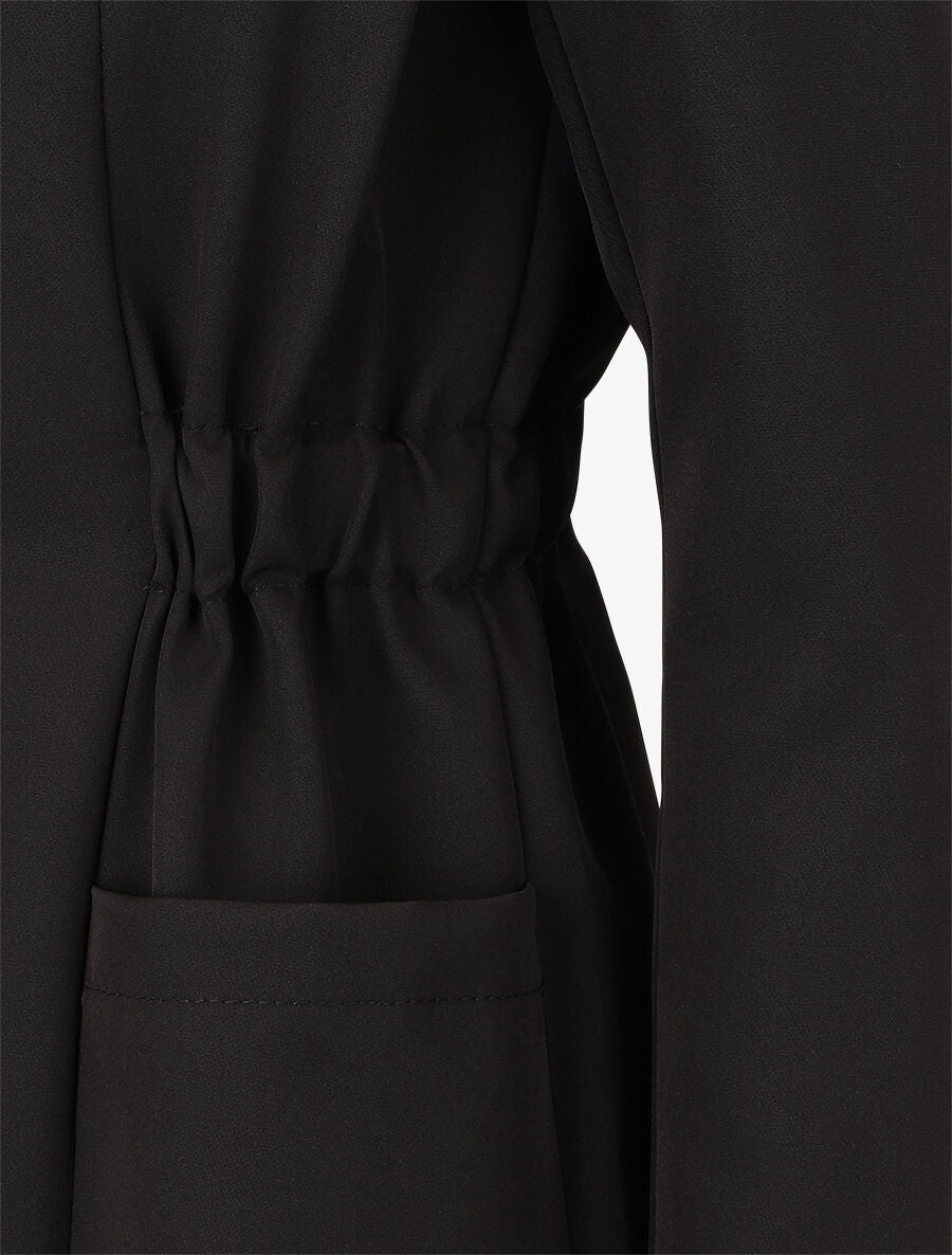 Blazer mi-long élastiqué et boutonné - Noir - 3