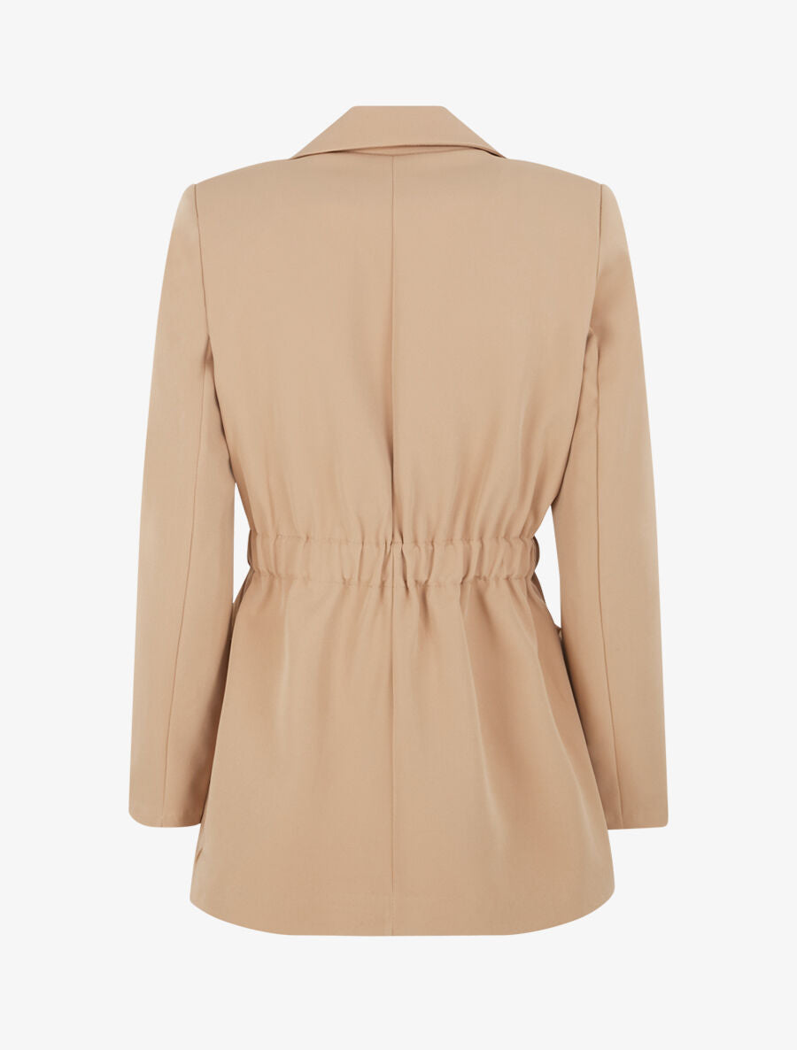 Blazer mi-long élastiqué et boutonné - Camel clair - 2