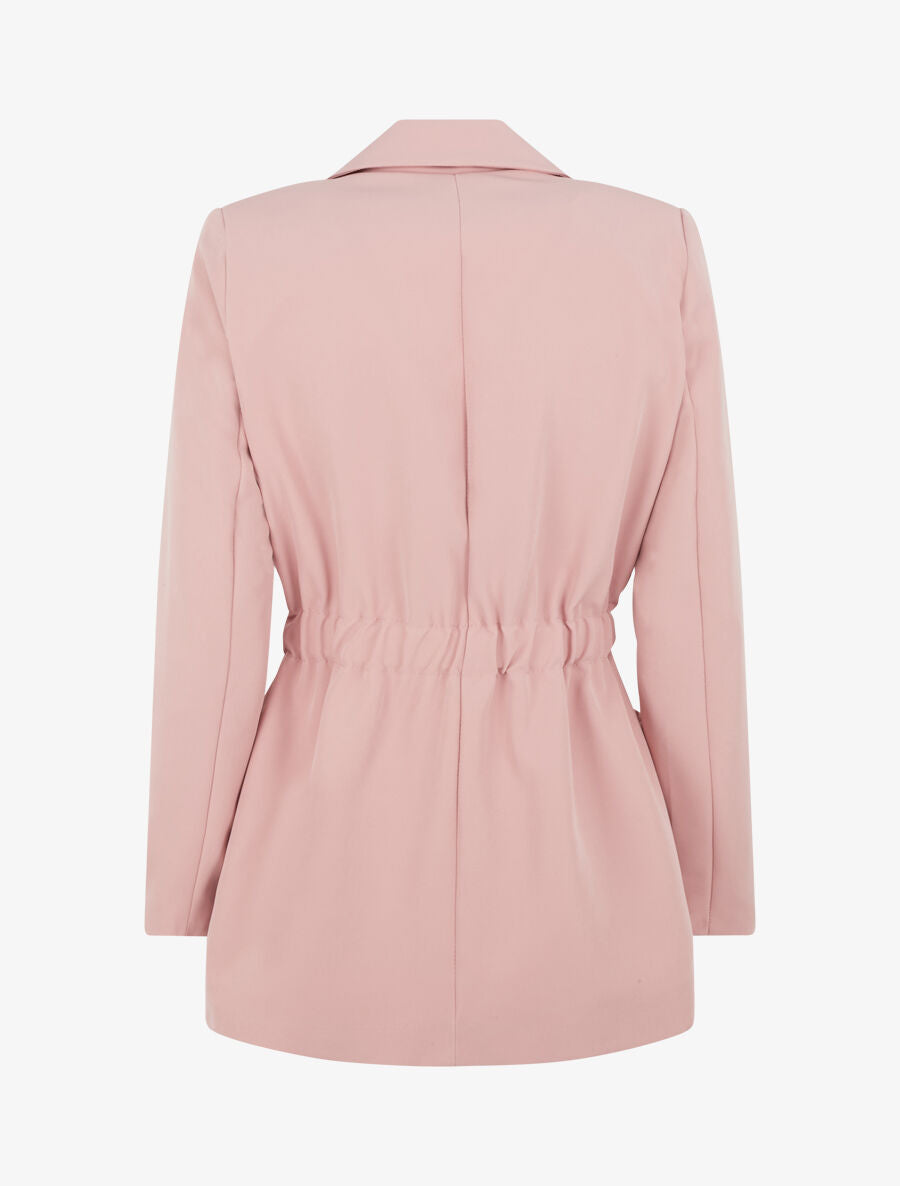 Blazer mi-long élastiqué et boutonné - Rose - 2