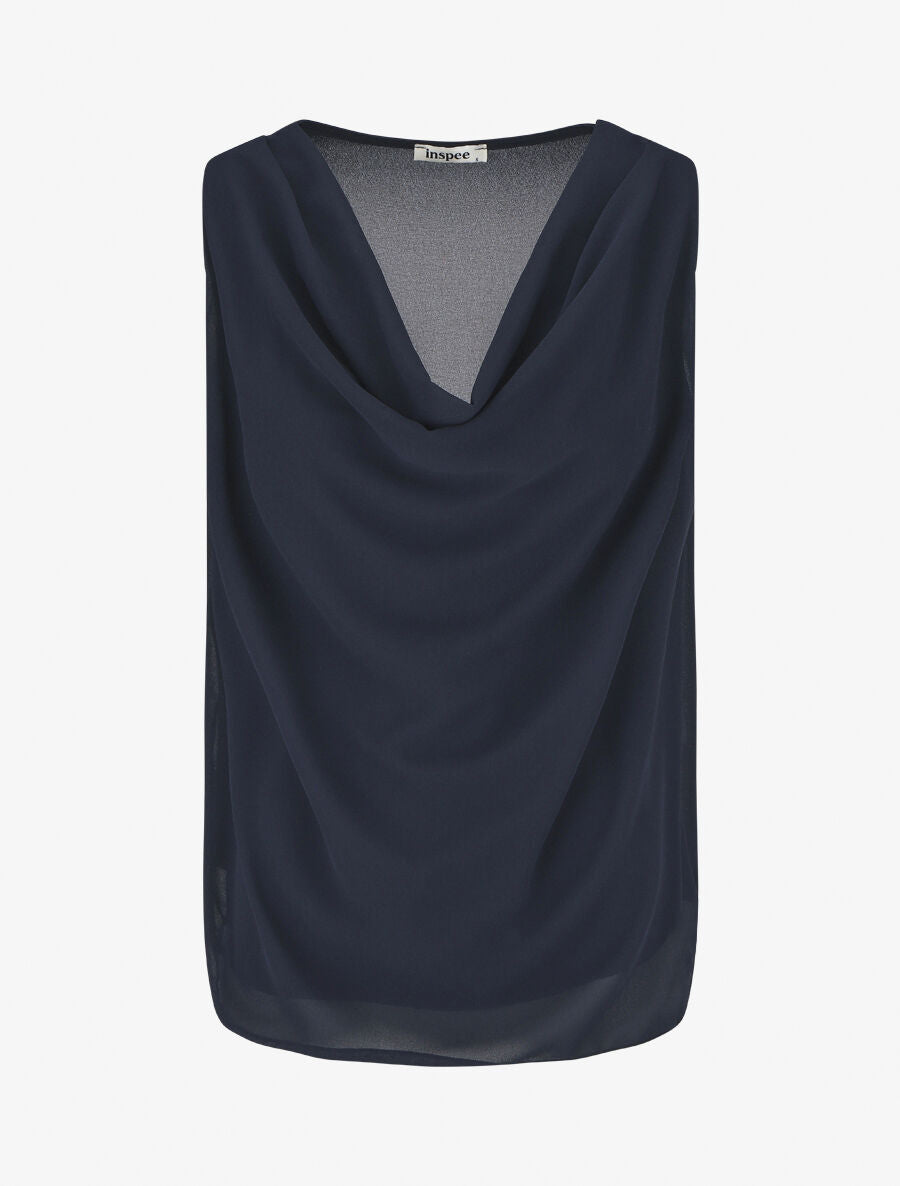 Top sans manches col bénitier - Marine - 4