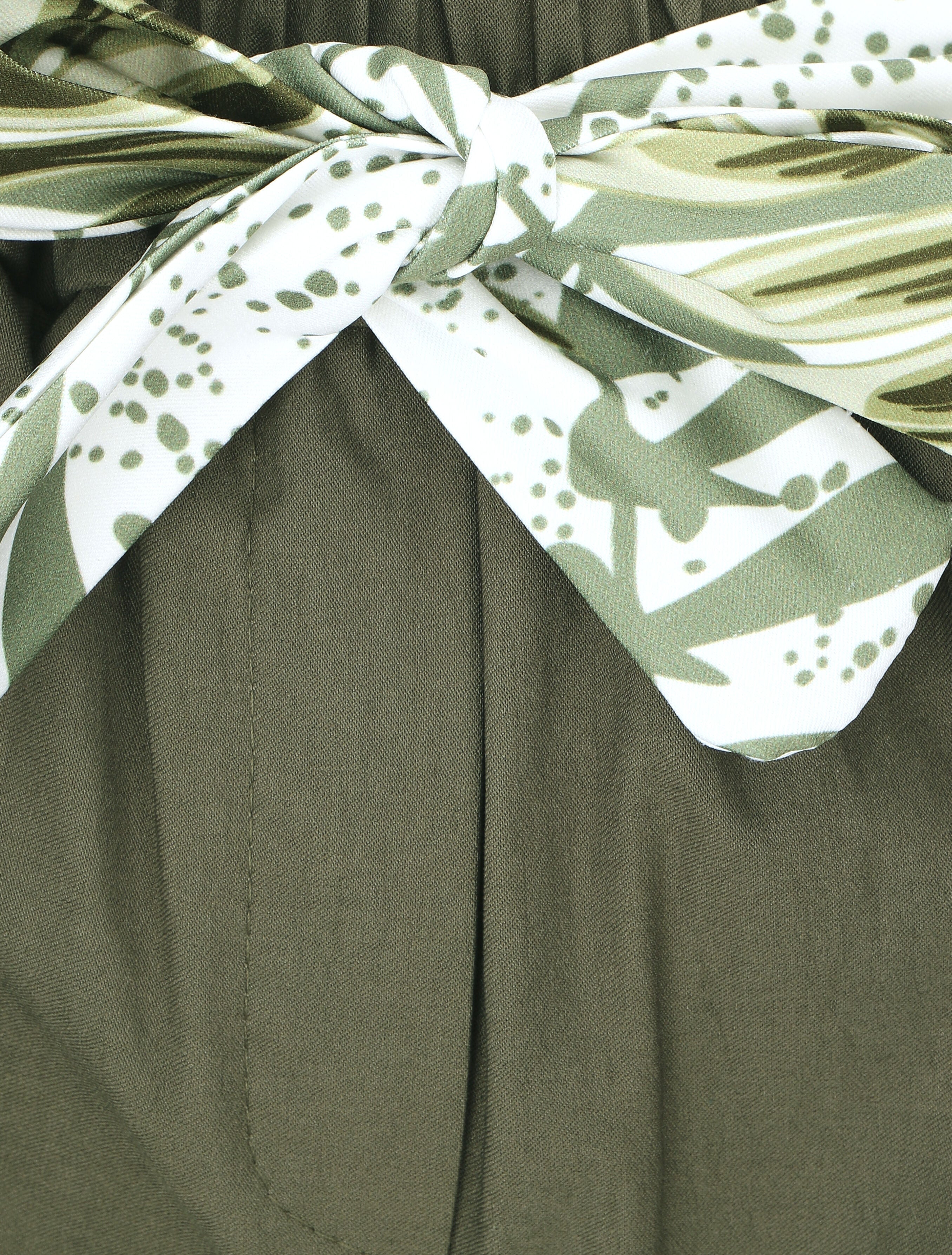 Pantalon droit taille haute ourlet fantaisie - Kaki - 3