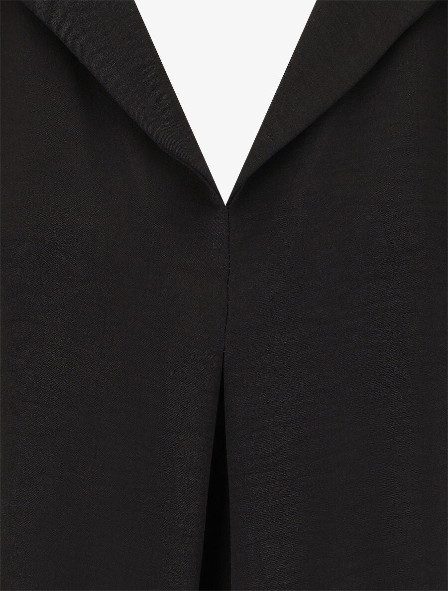 Blouse fluide unie à manches longues - Noir - 3