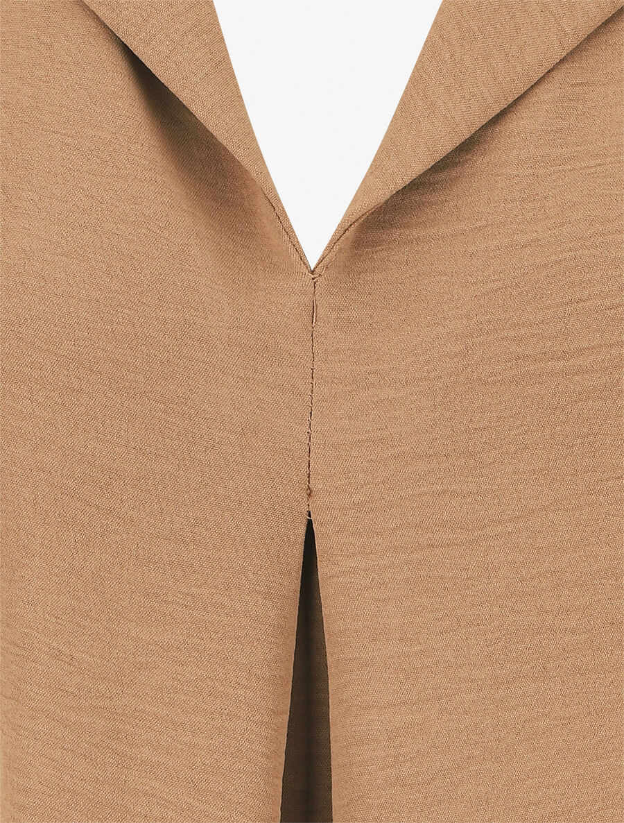 Blouse fluide unie à manches longues - Camel - 3