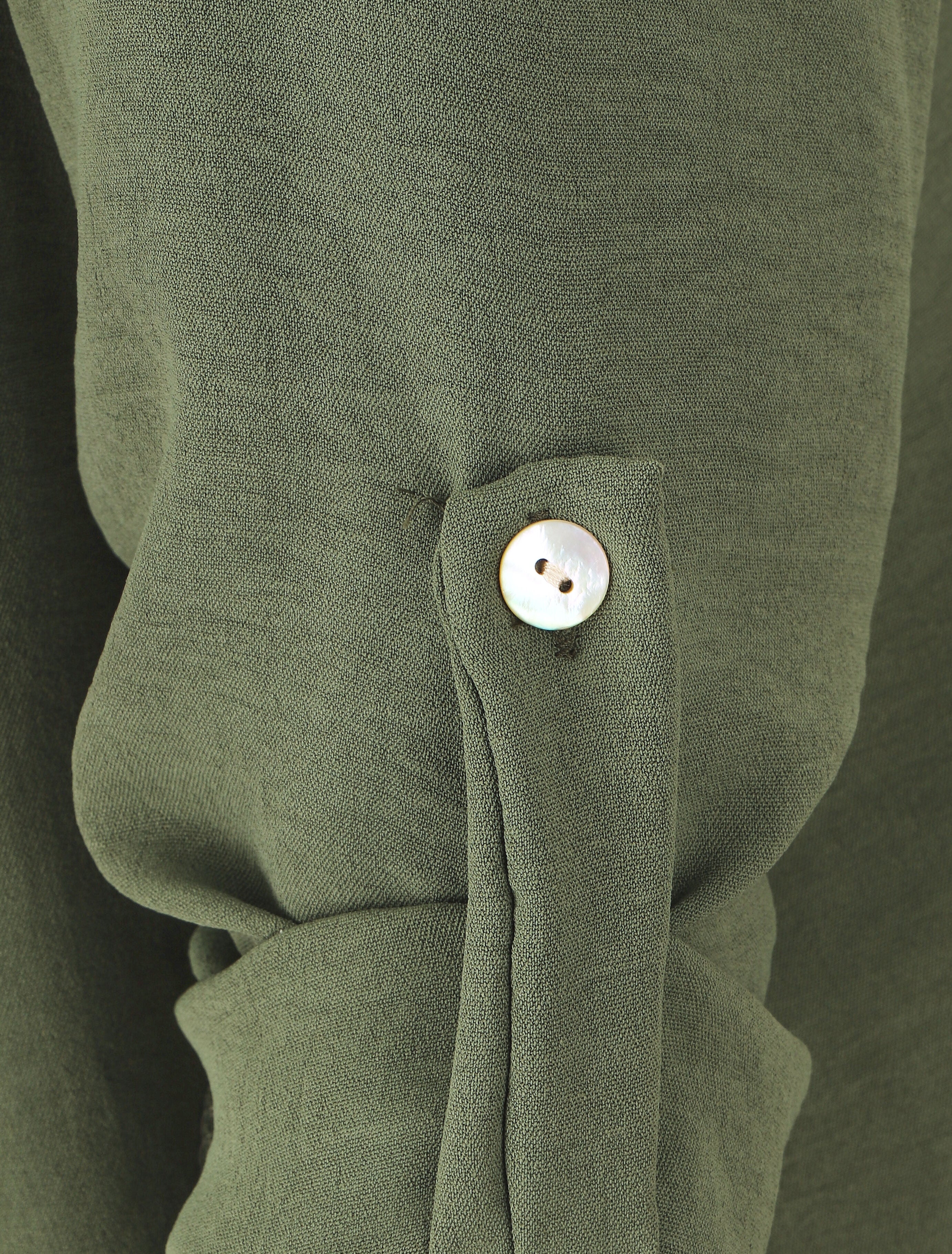 Blouse fluide unie à manches longues - Kaki - 3