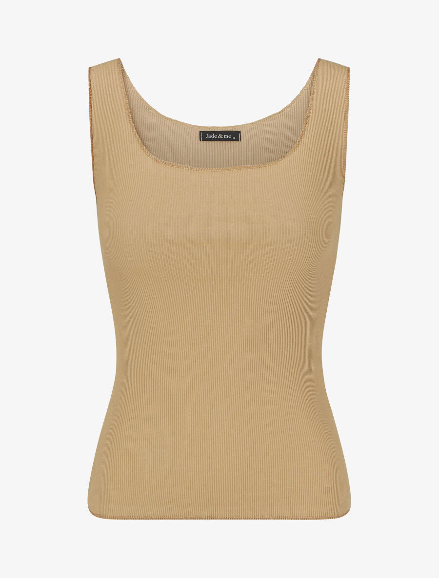 Débardeur côtelé basique - Beige - 1