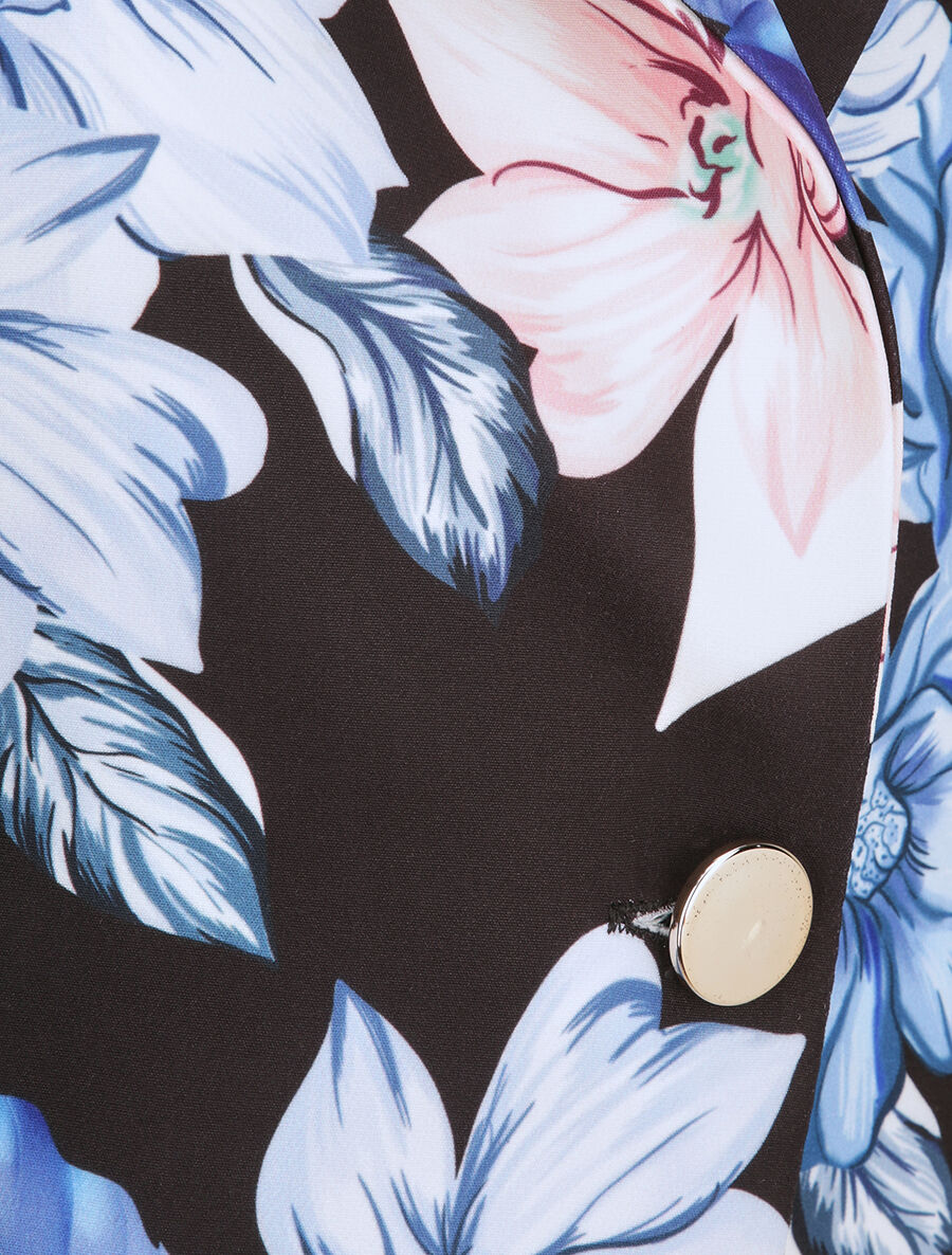 Blazer ajustée imprimé fleurs romantiques - Noir - 3