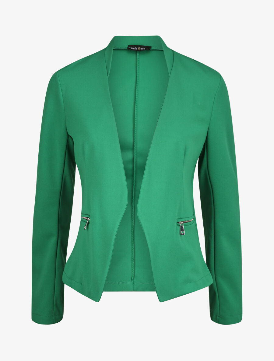 Veste droite unie à poches zippées - Vert - 4