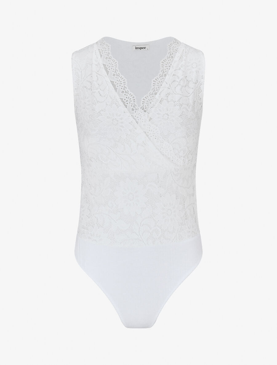 Body sans manches en dentelle - Blanc - 1