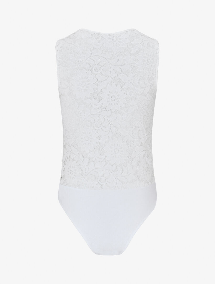 Body sans manches en dentelle - Blanc - 2