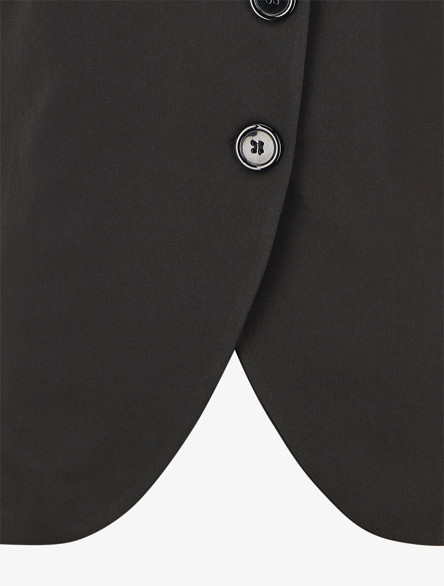 Veste boutonnée à bords côtelés - Noir - 3