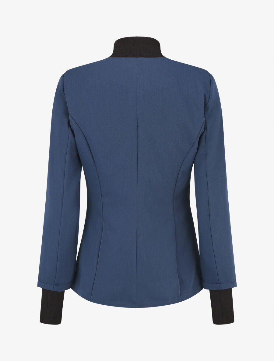 Veste boutonnée à bords côtelés - Marine - 2