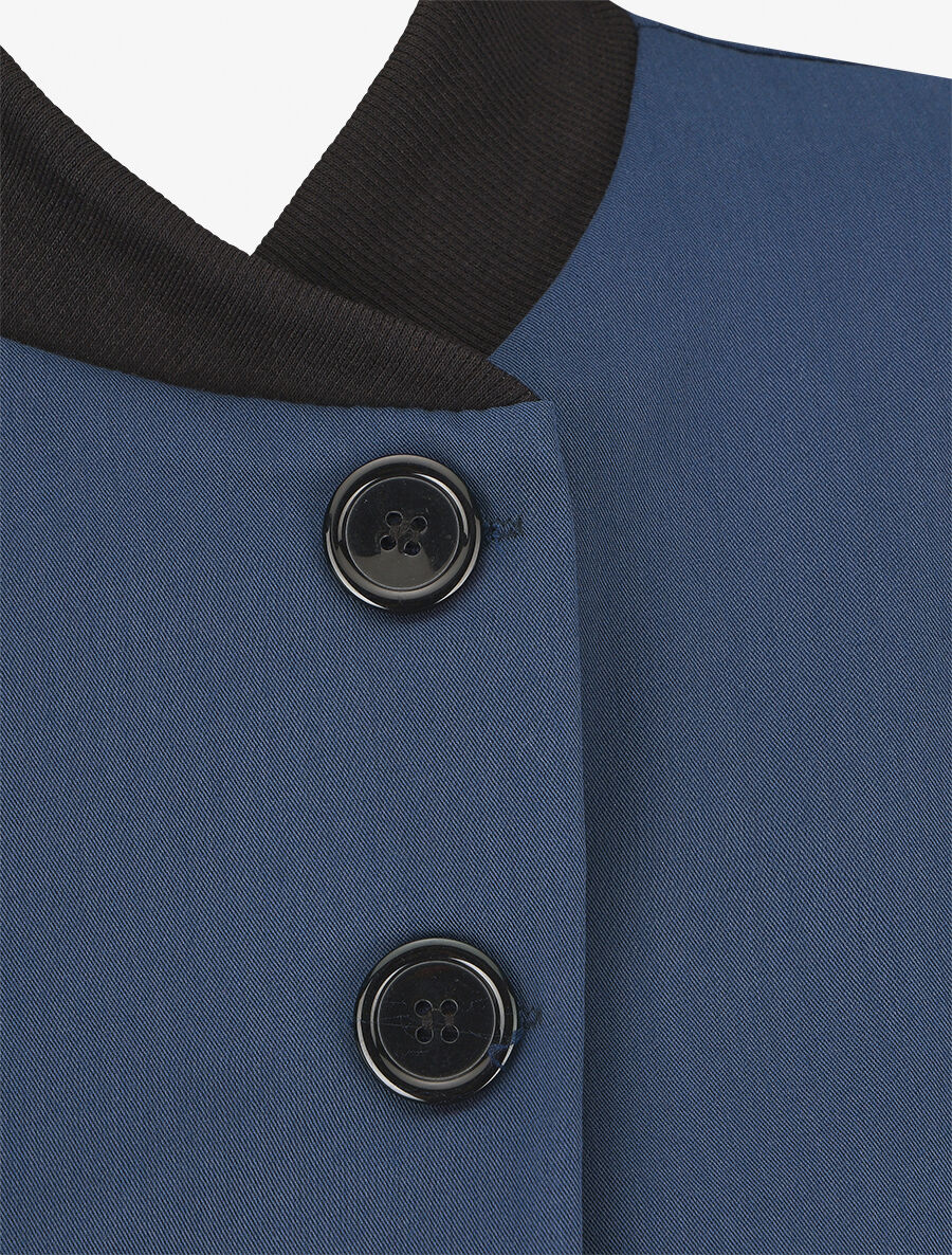 Veste boutonnée à bords côtelés - Marine - 3