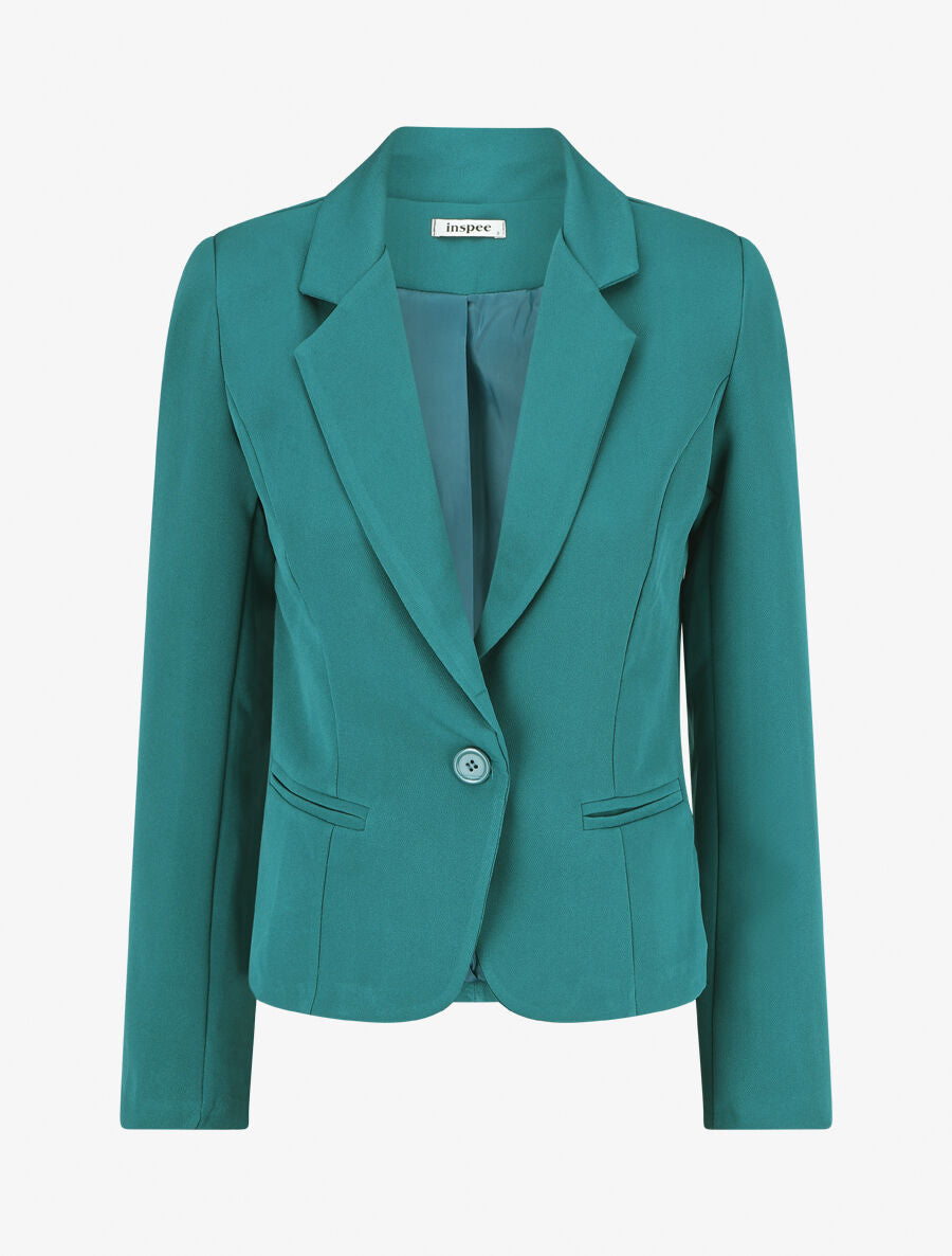 Blazer uni à 1 bouton - Bleu canard - 4