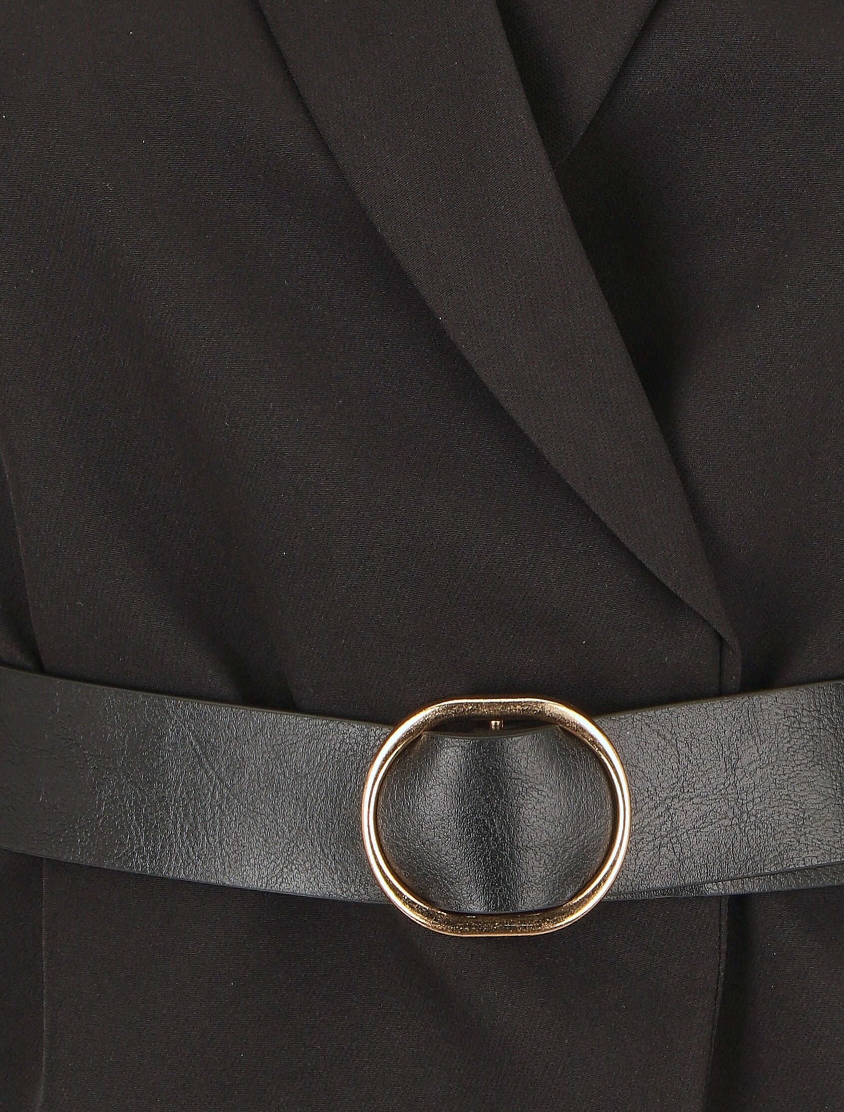 Blazer uni ceinturé - Noir - 3