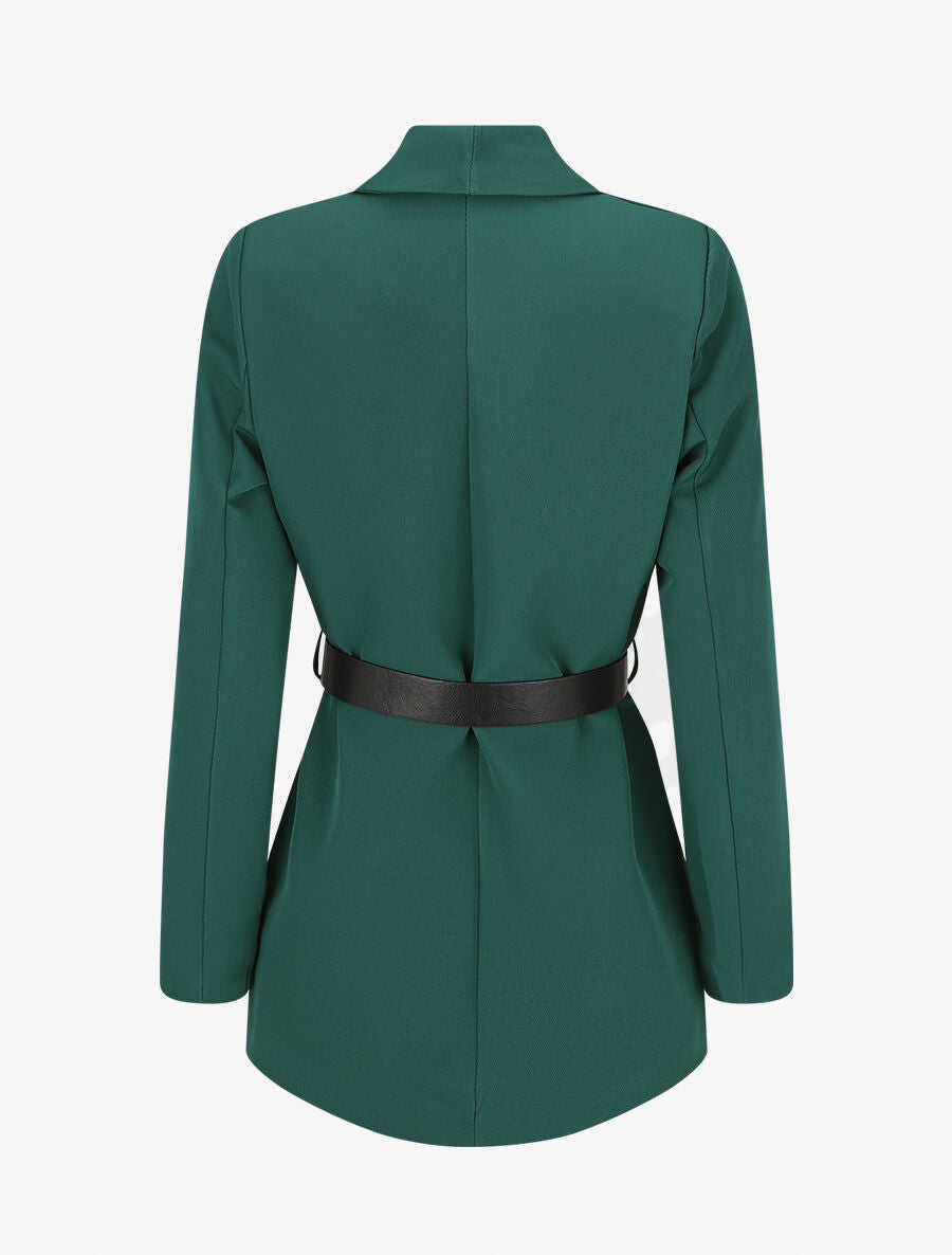 Blazer uni ceinturé - Vert sapin - 2