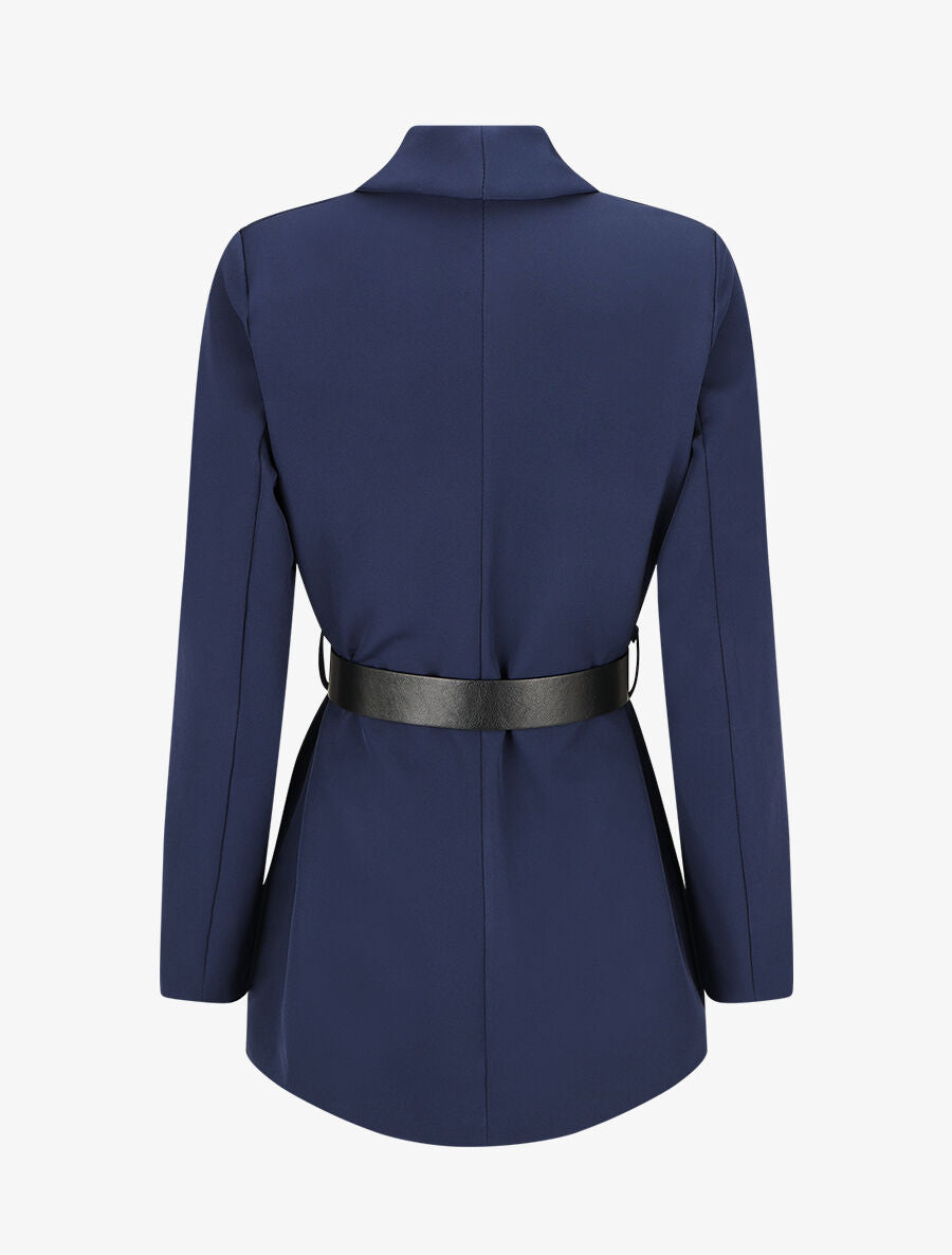 Blazer uni ceinturé - Marine - 2
