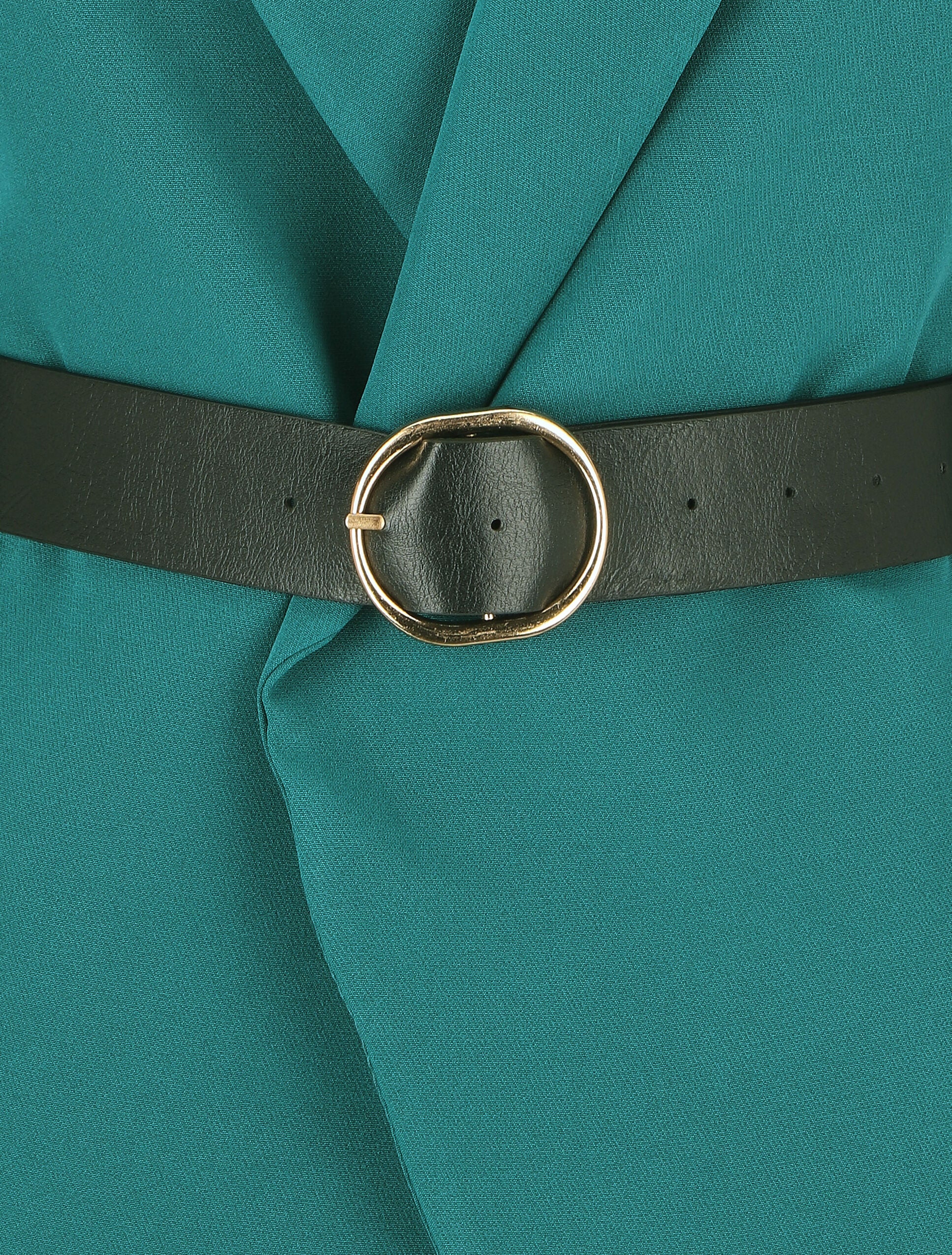 Blazer uni ceinturé - Bleu canard - 3