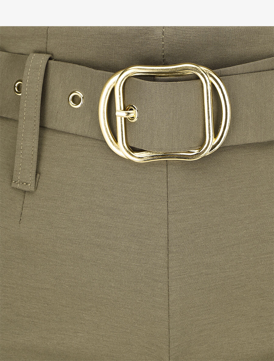 Pantalon uni ceinturé - Kaki - 3