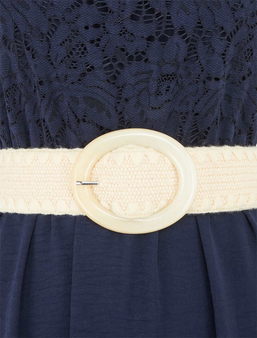 Robe longue à buste brodé - Marine - 3