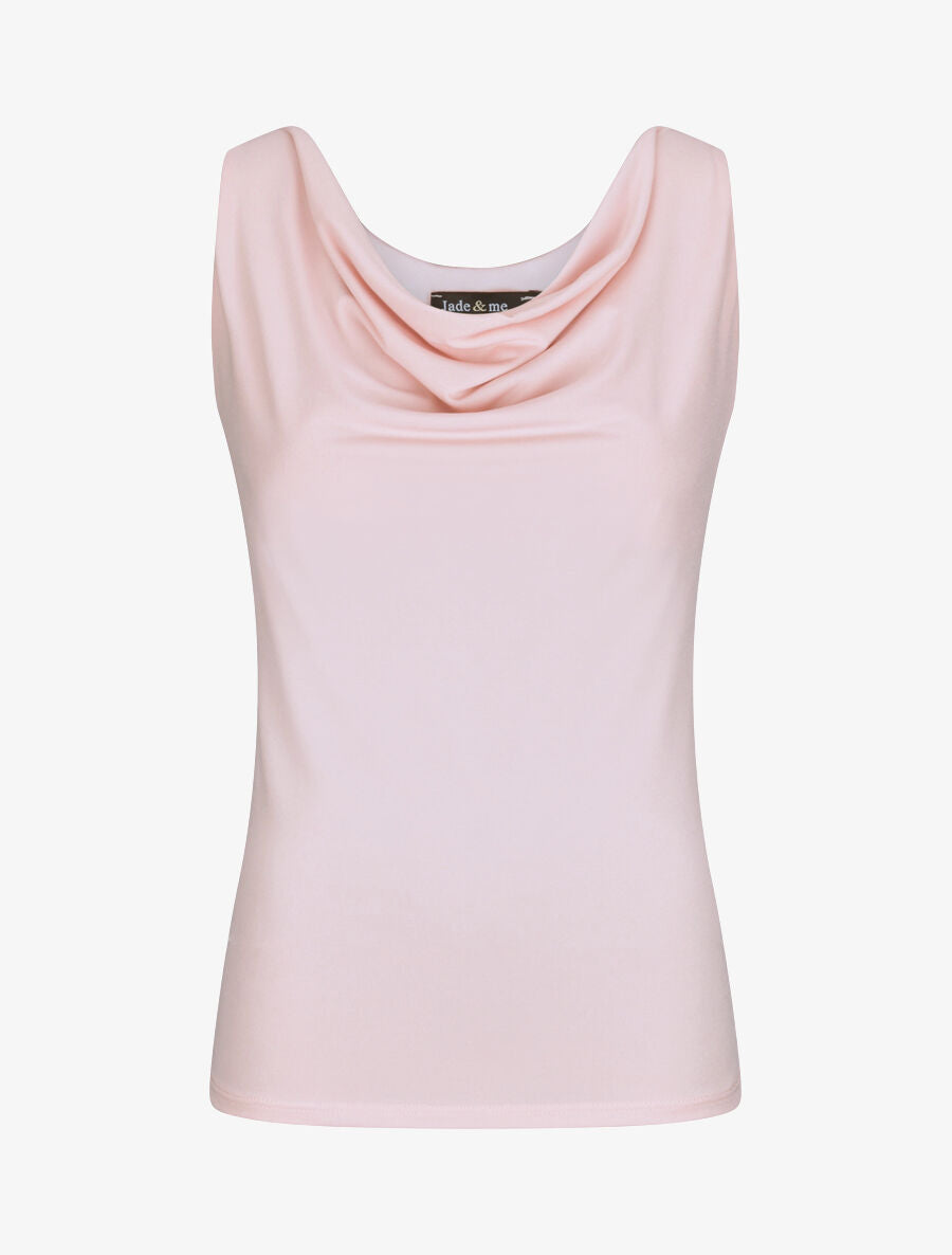Top droit uni à col bénitier - Rose poudré - 4