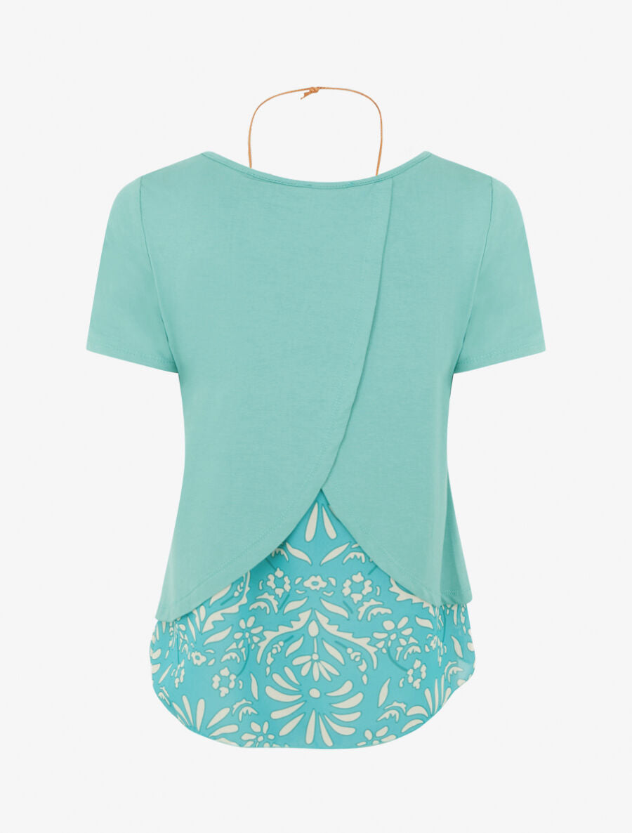 Top effet superposé imprimé fantaisie - Turquoise - 2
