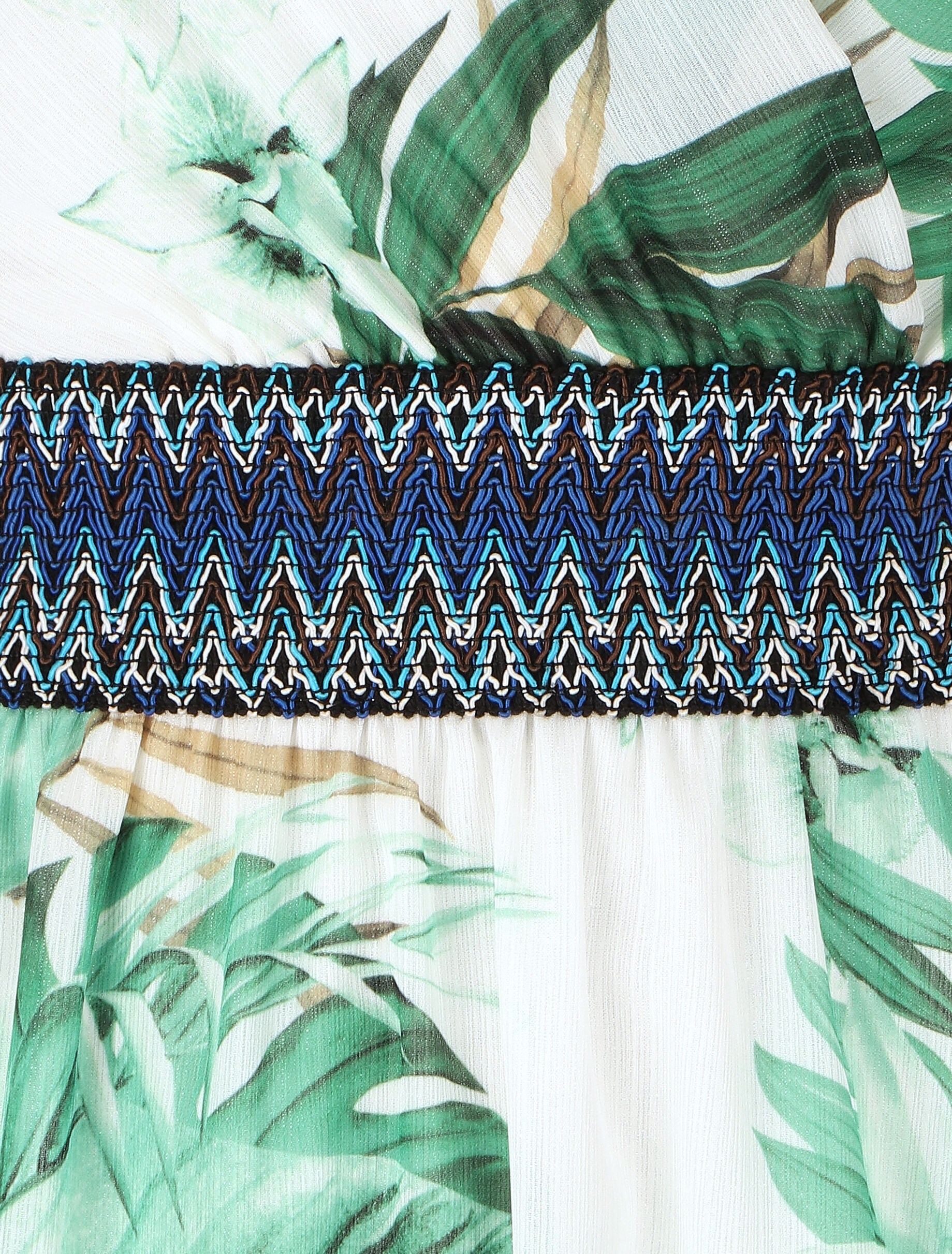 Robe mi-longue sans manches irisée motif tropical - Vert - 3