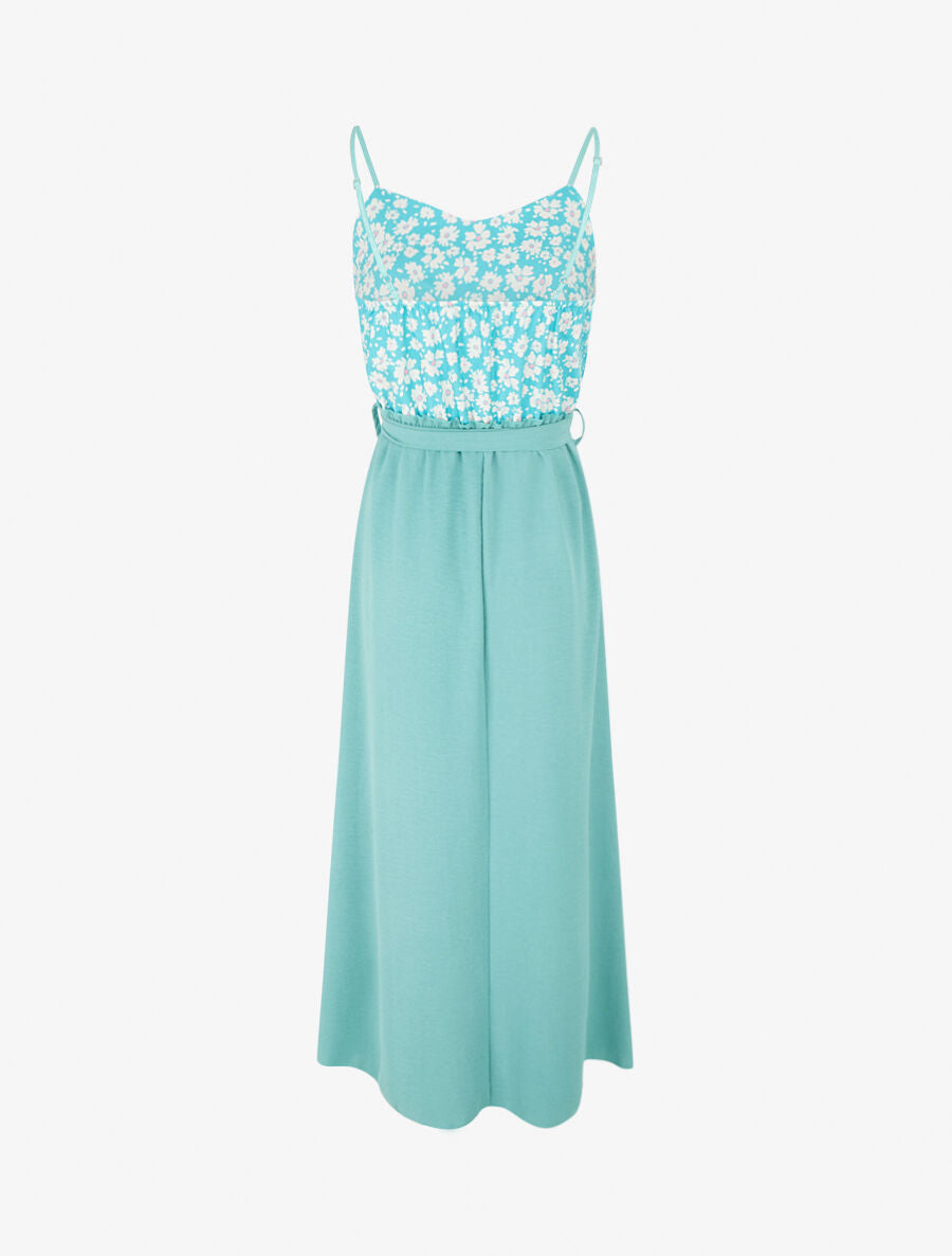 Robe empire imprimé petites fleurs - Turquoise - 2