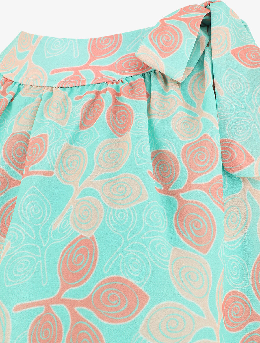 Top en voile superposé imprimé fantaisie - Vert d&