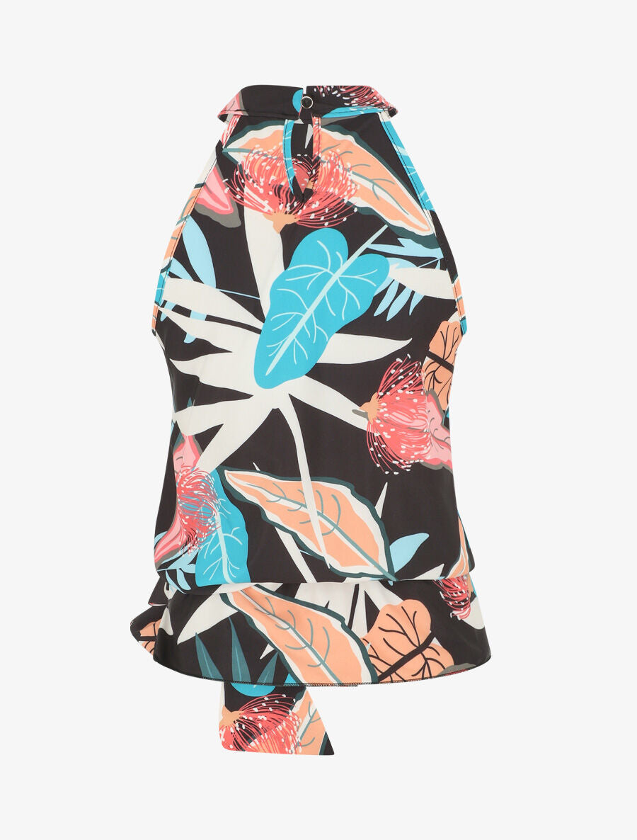 Top sans manches imprimé floral - Noir - 2