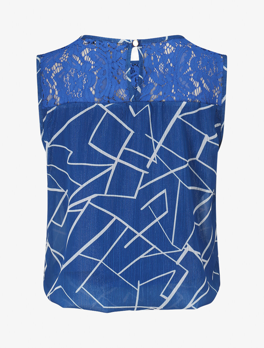 Top ample sans manches imprimé graphique - Bleu électrique - 2