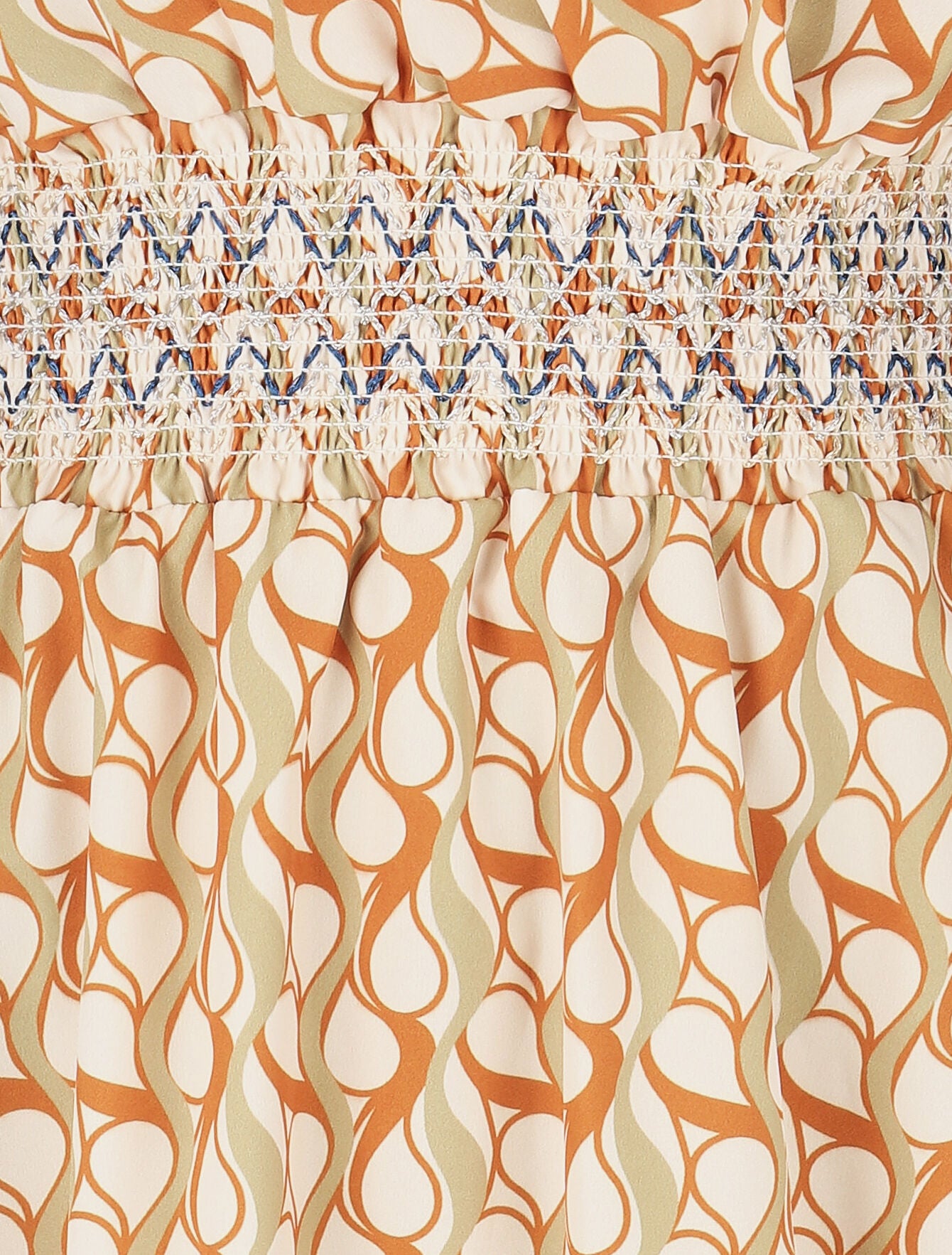 Robe à taille élastiquée imprimé rétro - Beige - 3