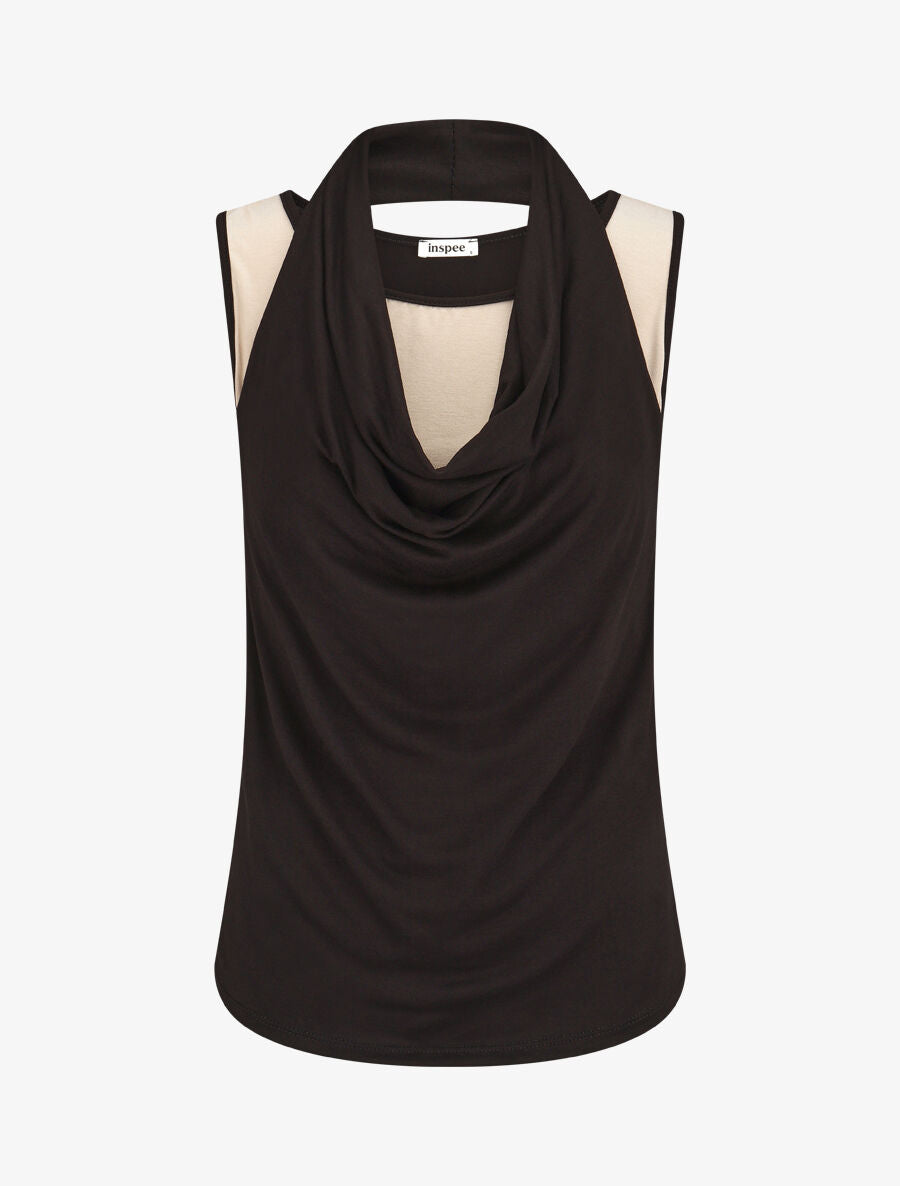 Top style 2 en 1 ajusté et sans manches - Beige - 1