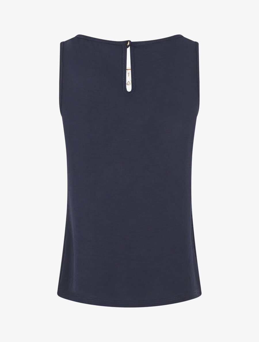 Top droit sans manches col bijou - Marine - 2
