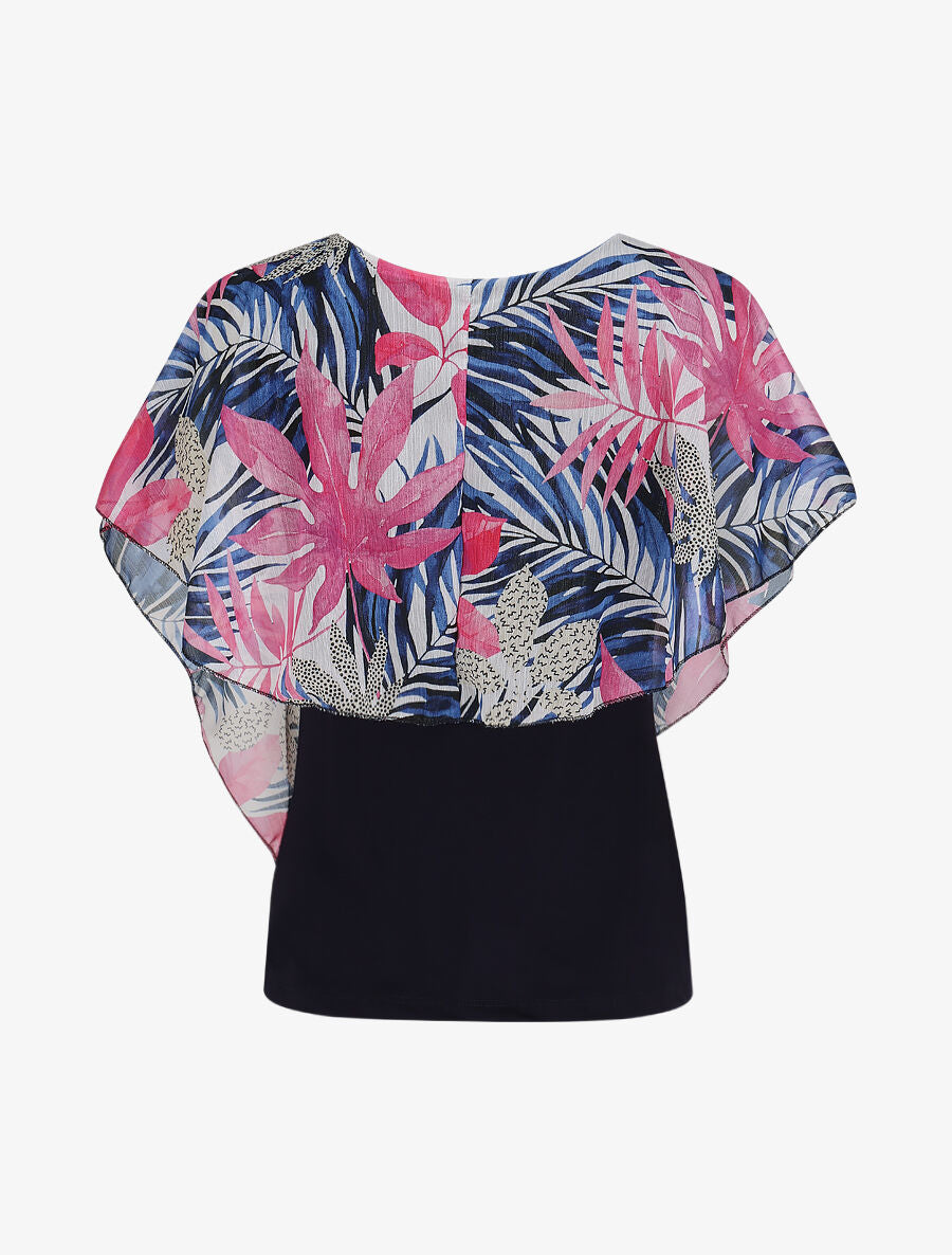 Top superposé stylisé imprimé feuillage - Marine - 2