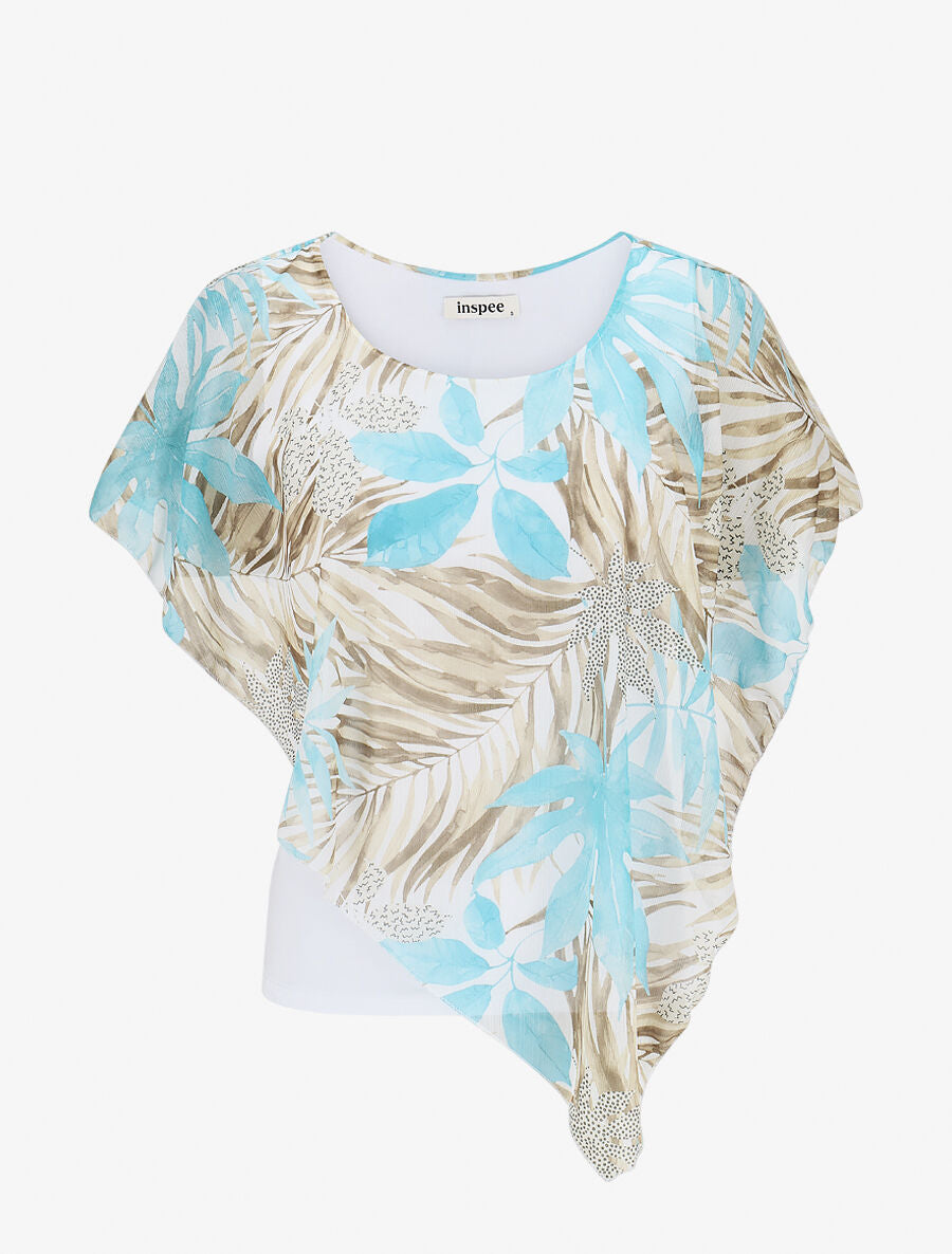 Top superposé stylisé imprimé feuillage - Bleu ciel - 1