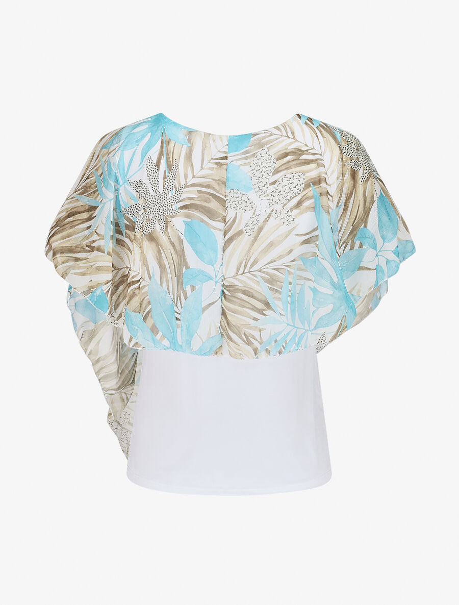 Top superposé stylisé imprimé feuillage - Bleu ciel - 2