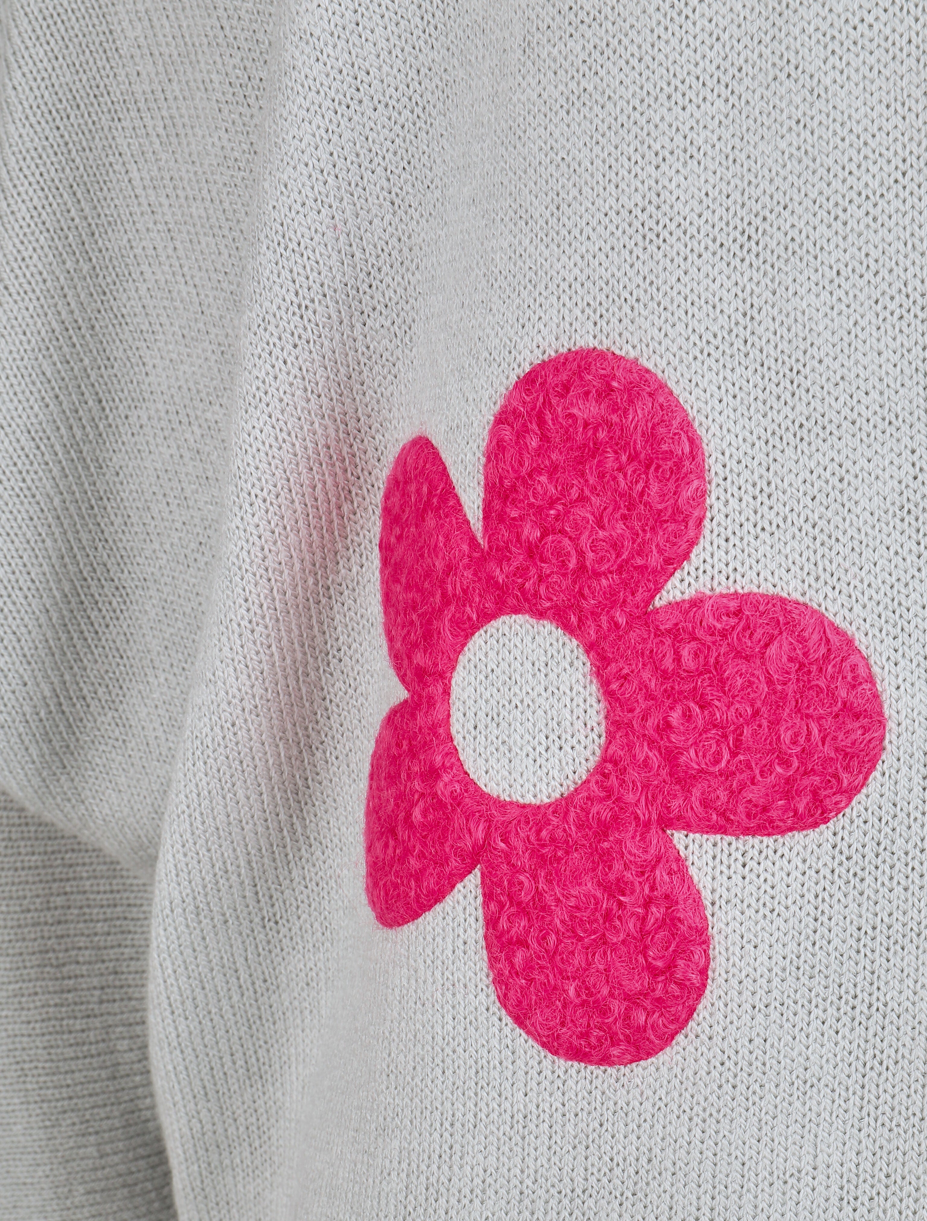 Pull fin à motif trois fleurs - Gris - 3