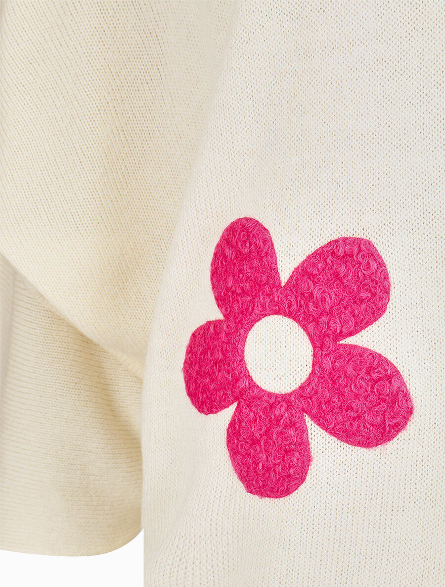 Pull fin à motif trois fleurs - Beige - 3