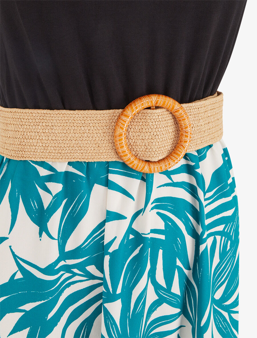 Robe imprimé feuillage à bretelles imprimé mosaïque - Vert - 3