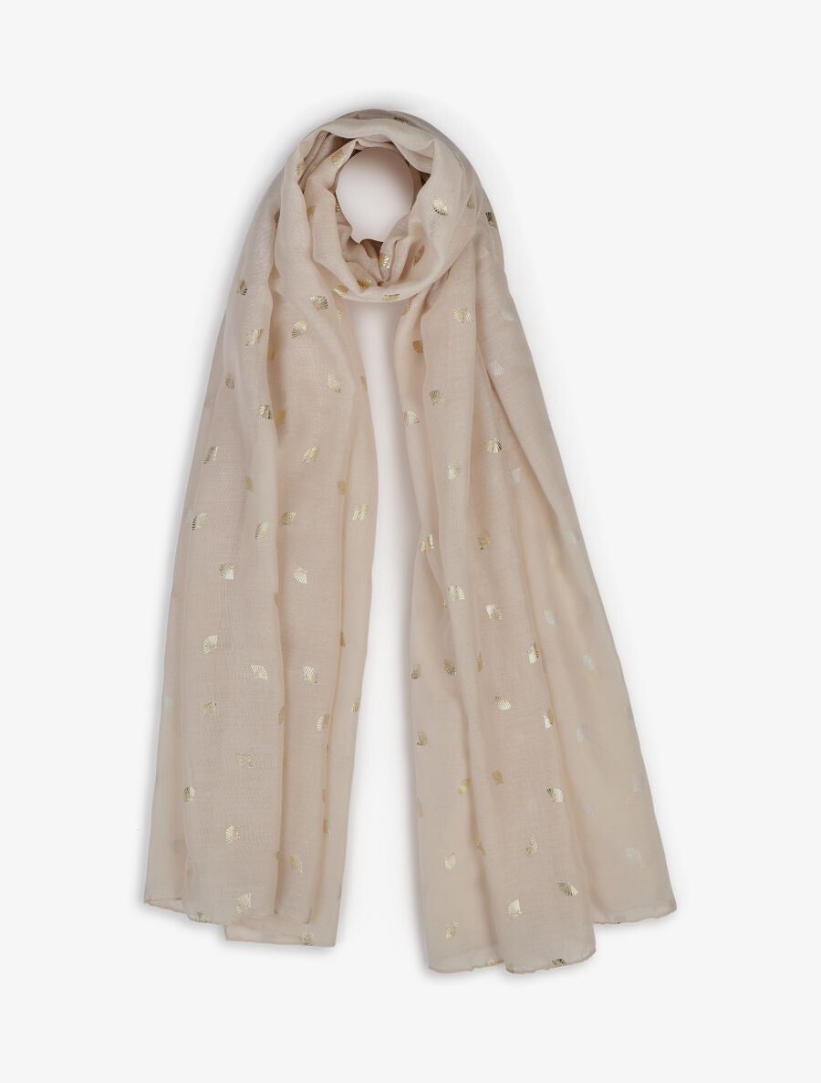 Foulard à motif éventails irisés - Beige - 1